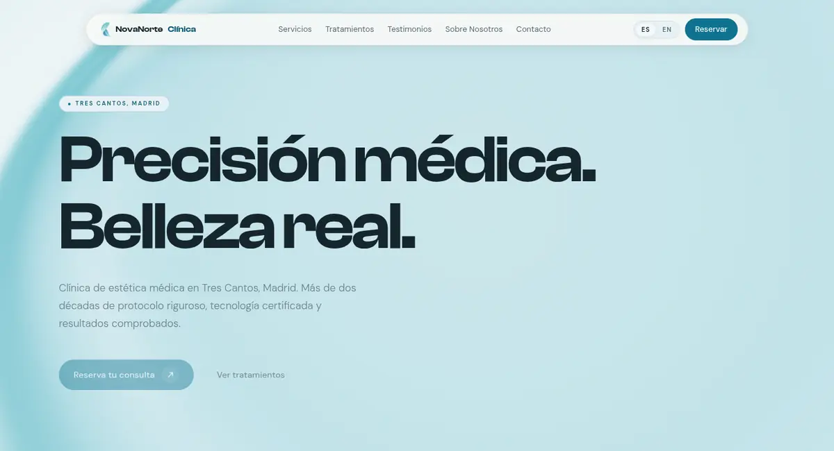 Web de NovaNorte, clinica de medicina estetica en Tres Cantos, Madrid